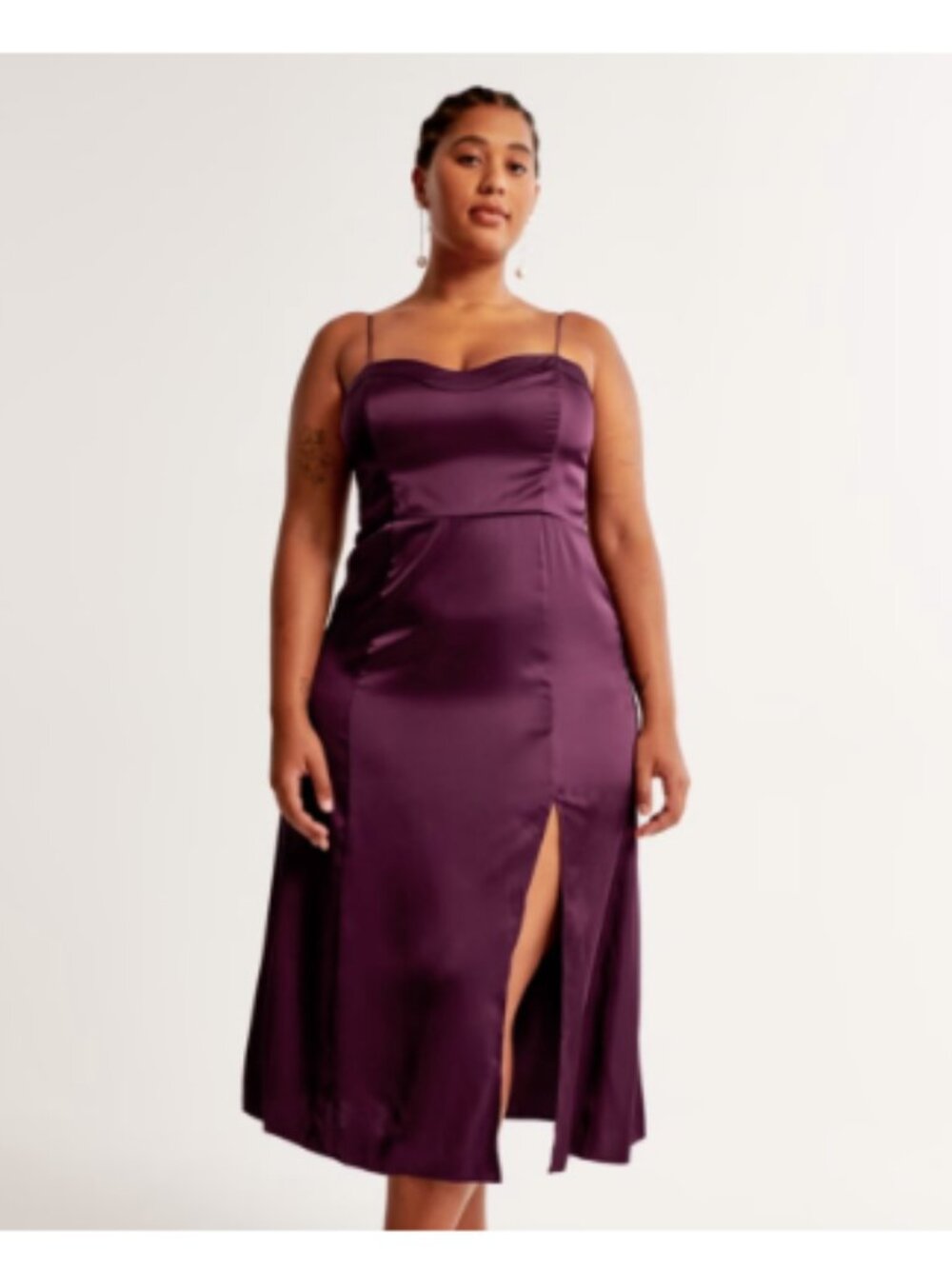 Abercrombie & Fitch The A&F Camille Midi Dress Dark Purple Medium Tall